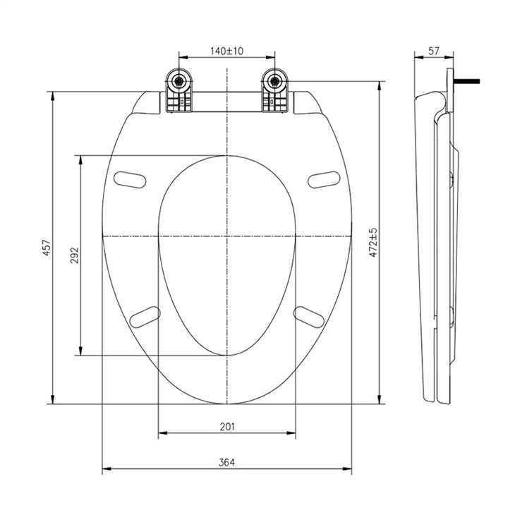PP elongated toilet seat slow close
