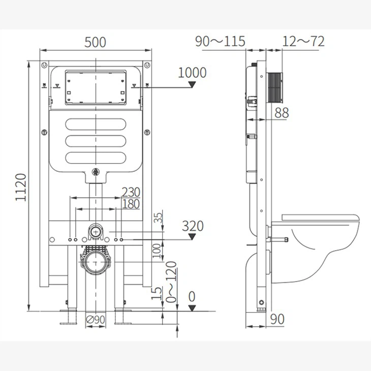 best flushing concealed cistern size