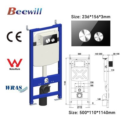 Cisterna e placa de descarga